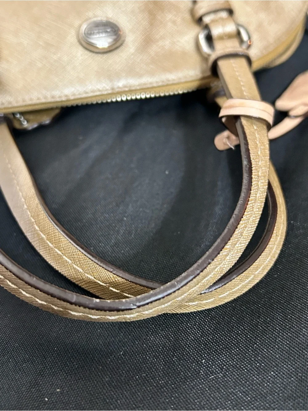 Coach Metallic Gold Dome Satchel with Crossbody Strap & Tassel